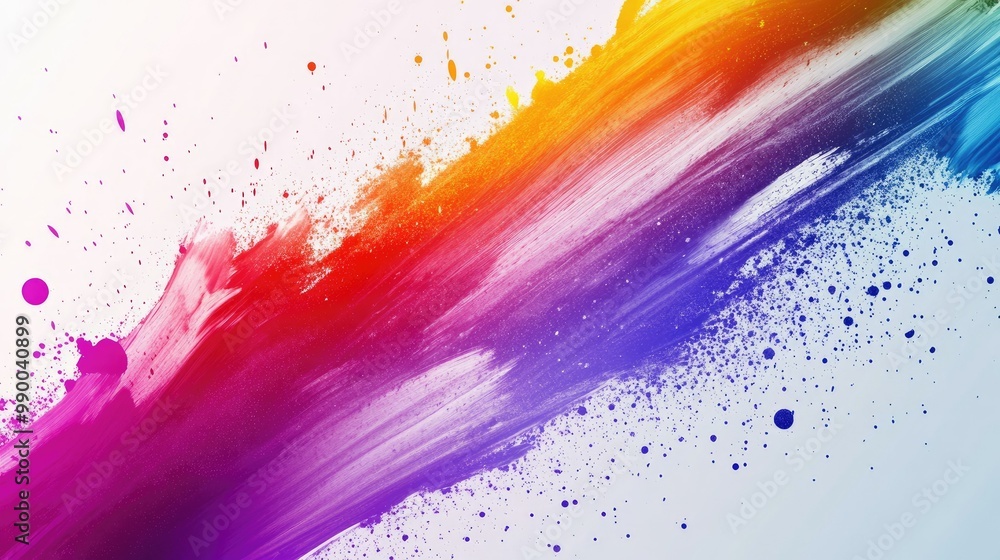 Poster abstract colorful background with smooth gradients and linear rainbow paint splatter effects in a mo