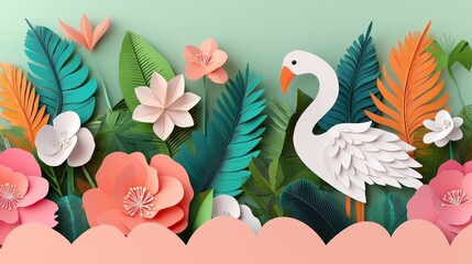 Sustainable ESG Concept with Vibrant Paper Cutting Art Featuring Nature and Wildlife Elements