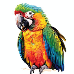 Colorful parrot face drawing vibrant  Watercolor illustration. isolated on white with clipping path