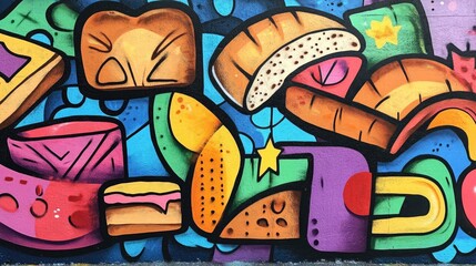 Obraz premium Abstract Street Art Mural with Bold Colors