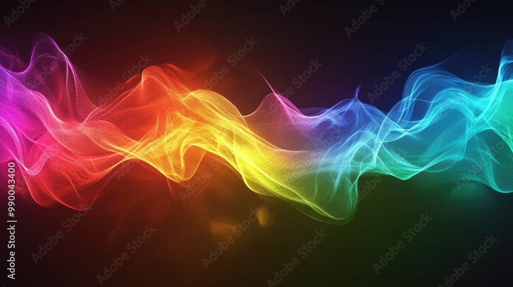 Aufkleber abstract rainbow energy light waves flowing across a dark background, creating a dynamic and colorfu