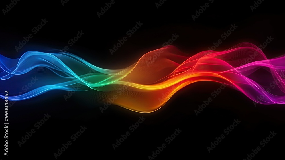Aufkleber abstract rainbow energy light waves flowing across a dark background, creating a dynamic and colorfu