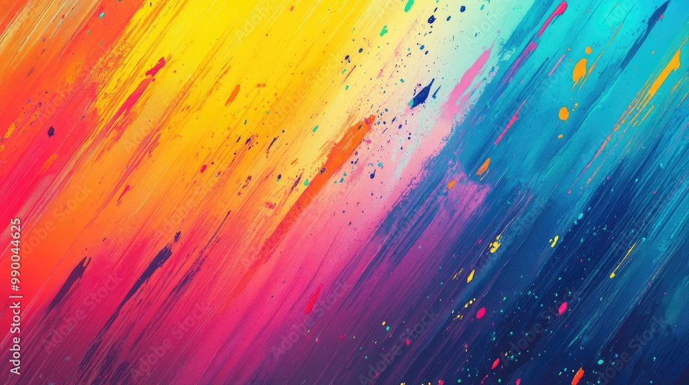 Poster abstract rainbow-colored linear splatter with smooth gradients and vivid textures for modern digital
