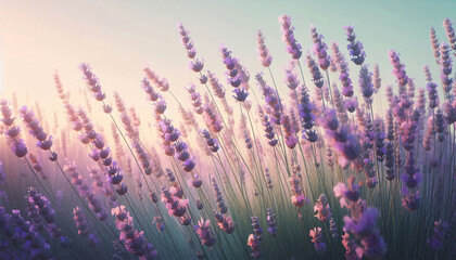 Obraz premium lavender field in the morning