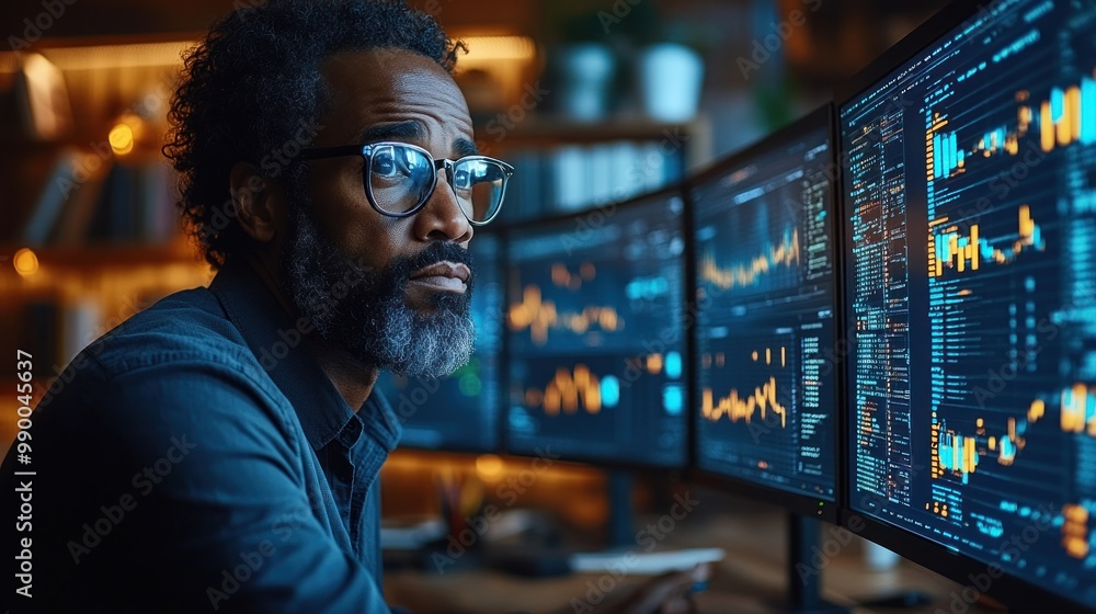 Poster focused analyst working with data