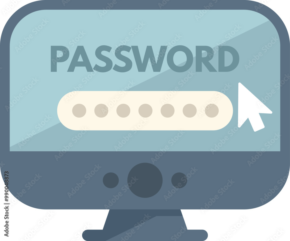 Poster computer screen displaying a password field, representing online security and data protection