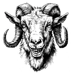 Fototapeta premium goat head silhouette on white background 