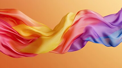 Obraz premium Artistic rainbow ribbons forming a flowing flag, representing inclusivity and LGBTQ pride in a vibrant artistic style.