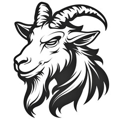 Fototapeta premium goat head silhouette on white background 