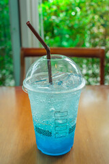 Blue Hawaii Cocktail, in afternoon tea time with colorful Italian Juice Soda.