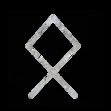 Futhark runic letter othala symbol for heritage in silver with transparent background 