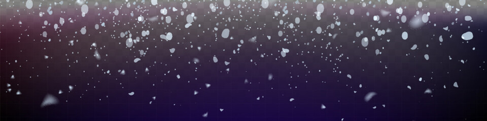 Christmas snow. Falling snowflakes on a dark background. Snowfall. Vector illustration.