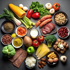 foods and vegetables in a table outdoor
