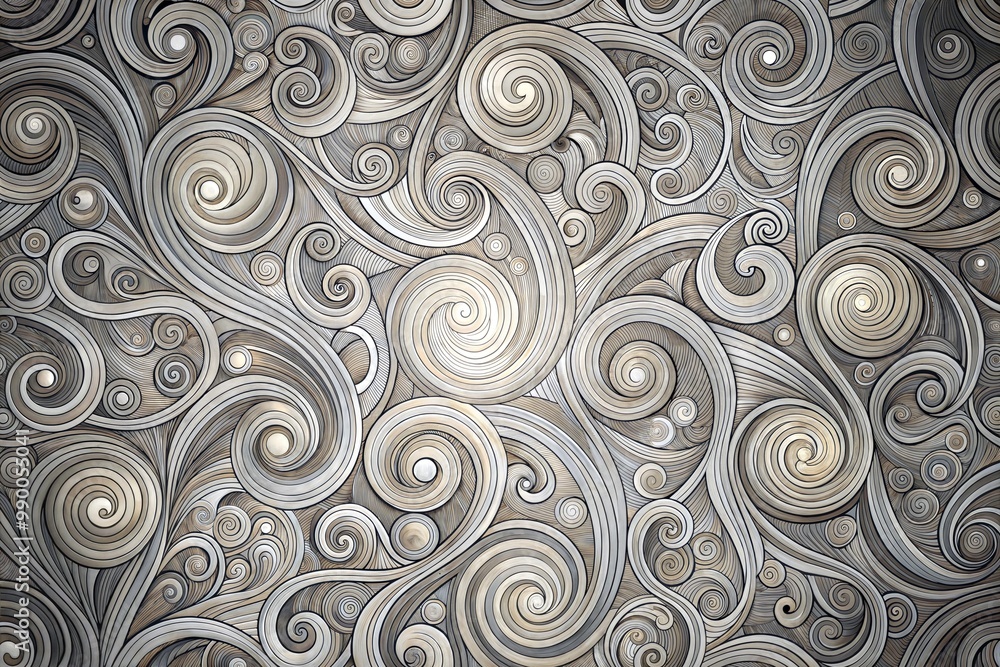 Sticker abstract swirl background with seamless digital pattern
