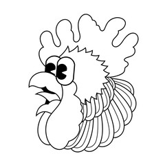 Doodle cute character illustration rooster sticker outline
