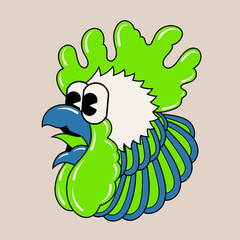 Doodle cute character illustration rooster sticker