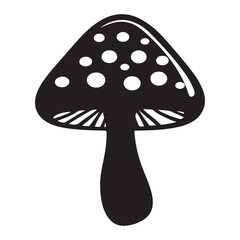 Mushroom Icon silhouette vector on white background, doodle style, Isolated 2d vector illustration in logo, icon, sketch style