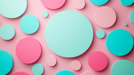 Colorful Abstract Background with Pink and Blue Circular Shapes in a Modern Geometric Pattern