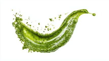 Bold Green Pesto Sauce Splash in Dramatic Arc