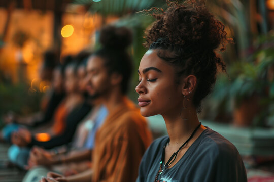 A Girl Meditating, People practicing mindfulness and meditation for mental well-being, raising awareness on World Mental Health Day. - Powered by Adobe