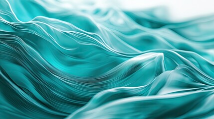 Obraz premium Dynamic 3D teal waves flowing across the background, creating an energetic and fluid abstract design.