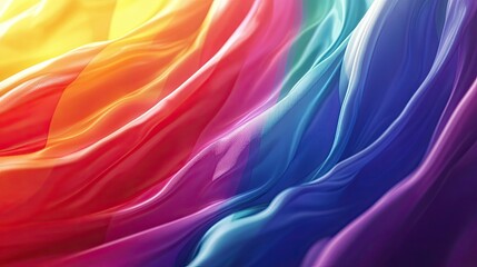 Obraz premium Dynamic rainbow ribbons representing a pride flag in motion, symbolizing LGBTQ identity and love.