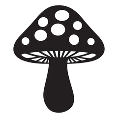 Mushroom Icon silhouette vector on white background, doodle style, Isolated 2d vector illustration in logo, icon, sketch style