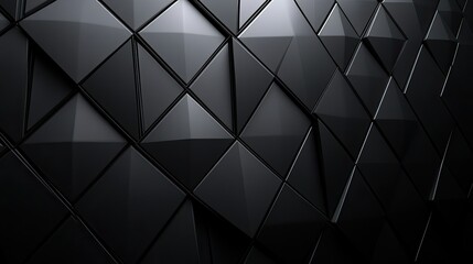 Obraz premium Elegant 3D black diamond texture forming a sleek abstract wallpaper on a dark background.
