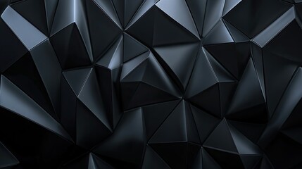 Obraz premium Elegant 3D black diamond texture with smooth edges on a dark backdrop, forming a modern abstract wallpaper.