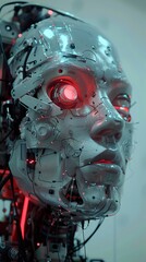 Fototapeta premium Futuristic Robot Head: Artificial Intelligence Concept