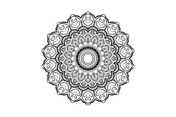 Unique Round Mandala Vector Design black and white