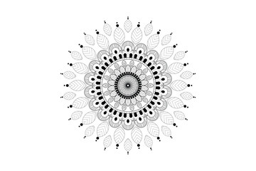Unique Round Mandala Vector Design black and white