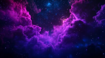 Obraz premium A mesmerizing view of vibrant purple clouds swirling across a starry night sky, representing dreams, mystery, beauty, hope, and the vastness of the cosmos.