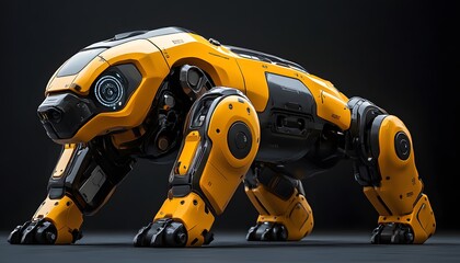 A robotic dog with advanced sensors and AI capabilities, assisting humans in search and rescue missions