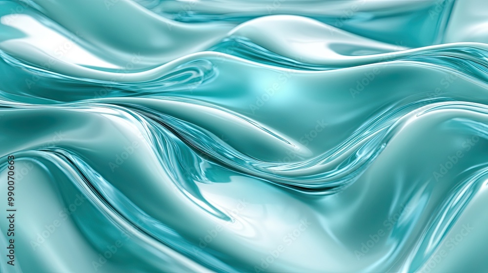 Poster fluid 3d teal waves creating a seamless, flowing background design, perfect for posters and graphics