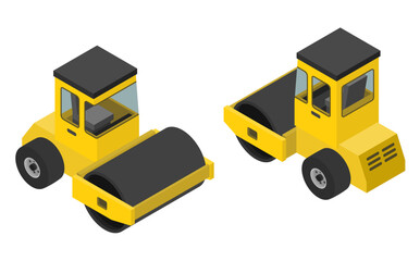 アイソメトリックイラスト：スチームローラー