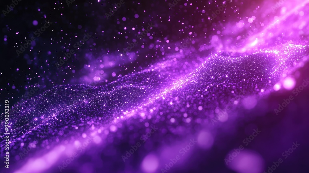 Aufkleber futuristic purple space particles forming in a neon glow, creating a dynamic abstract background.