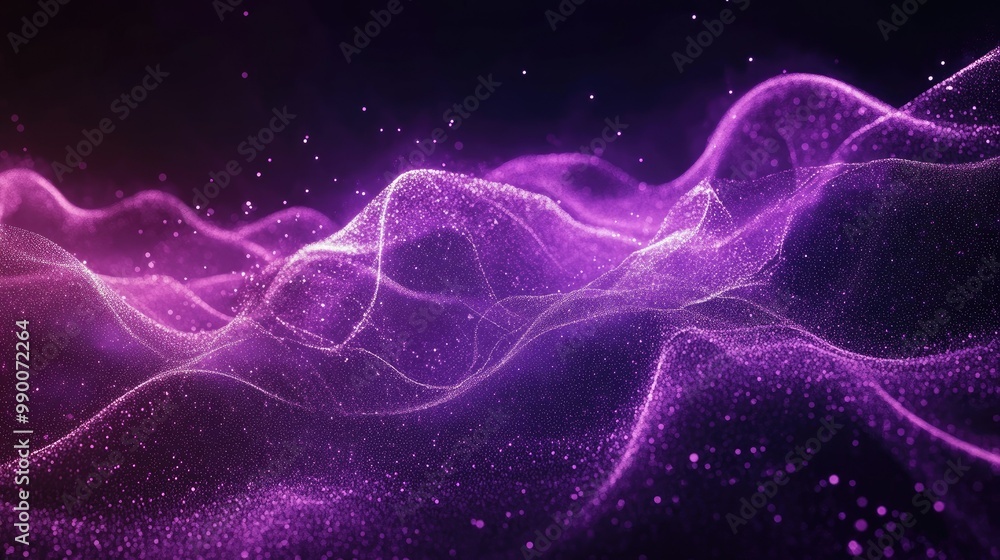 Aufkleber futuristic purple space particles forming in a neon glow, creating a dynamic abstract background.