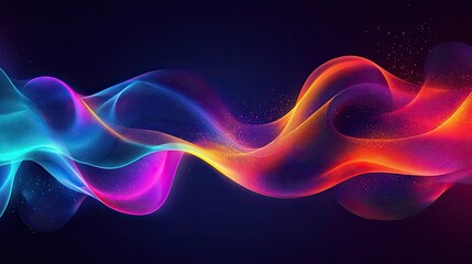 Futuristic neon waves in a blend of vibrant colors, flowing smoothly across a dark background.