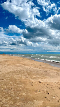 Cloudly seascape , Isyk kyl lake in Kyrgyzstan