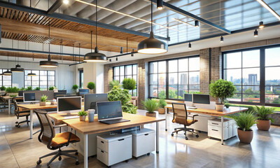 modern open-plan office space interior Ai Generator