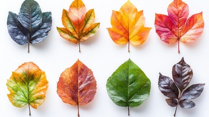 Obraz premium Autumn Leaves Color Palette Green Yellow Orange Red Purple