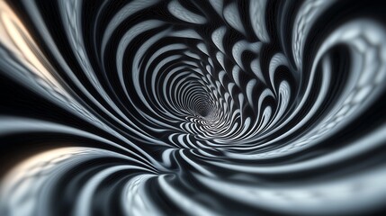 A spiral mandala design with twisting lines and interwoven layers, black and white, precise detailing, deep symmetry, fluid motion, intricate flow.  --ar 16:9 --no logo