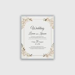 Vector hand drawn floral wedding invitation card