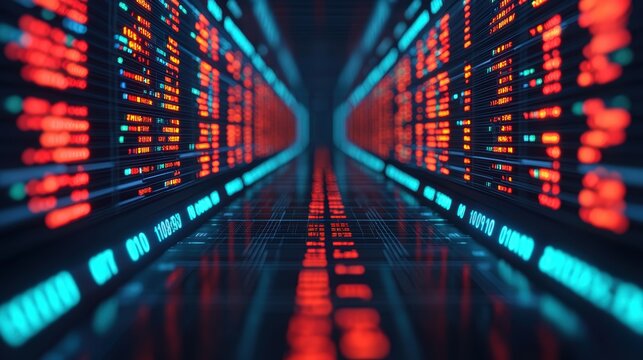 Abstract Data Stream with Bright Neon Colors