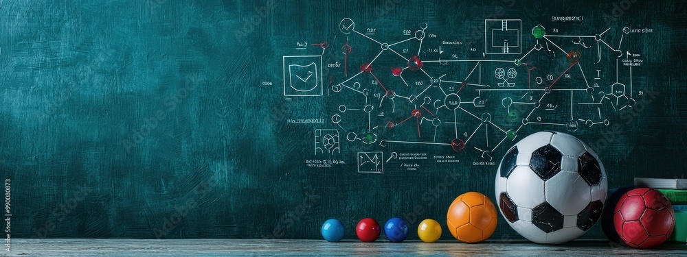 Poster blackboard displaying a flowchart of the factors affecting sports performance