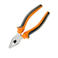 Pliers with black and orange handle isolated white background