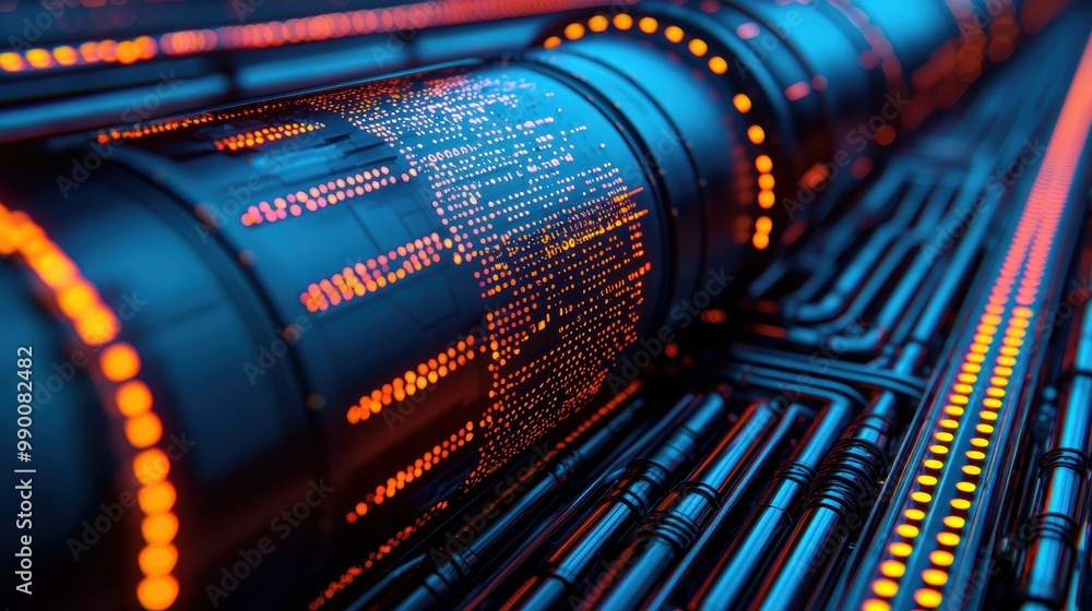 Aufkleber futuristic network tubes with glowing data patterns