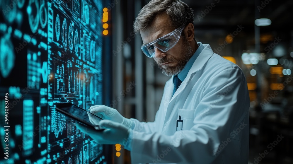 Aufkleber scientist analyzing data in a high-tech laboratory