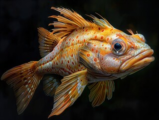 Obraz premium Close-up of a Colorful Fish with Orange and Yellow Fins